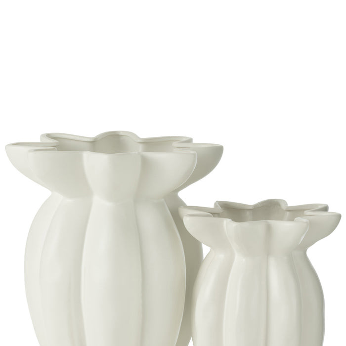 J-Line vaas Lotus - keramiek - wit - large - Ø 32.5 cm