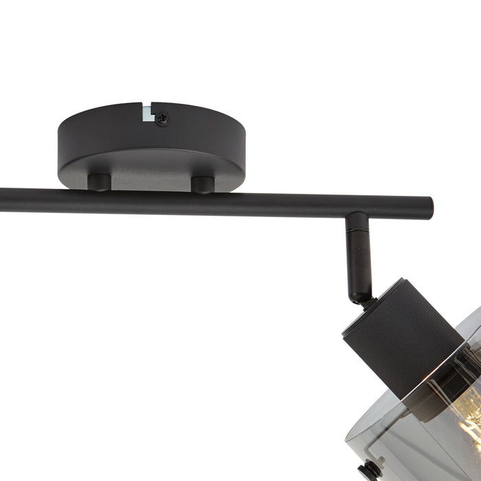 QAZQA Design plafondspot zwart met smoke glas 2-lichts - Domo