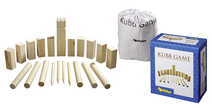 Philos Dennenhouten Kubb spel original 31x28cm