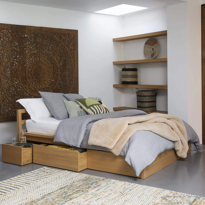 by fonQ Doodle Bedframe met Opberglades - 140 x 190 cm - Eiken