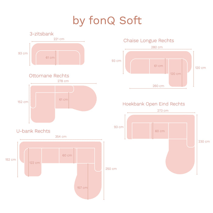 by fonQ Soft Hoekbank met Chaise Longue Rechts - Micro Chenille - Oud Roze
