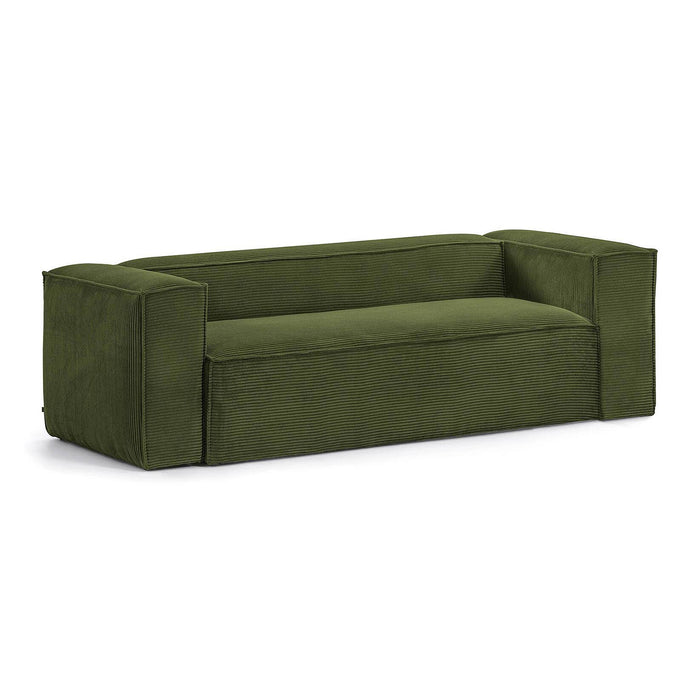 Kave Home Blok 3-zitsbank - Donkergroen - Rib