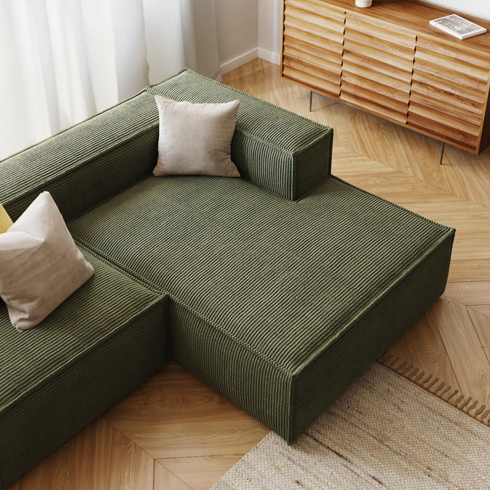 Kave Home Blok Chaise Longue Rechts - Donkergroen - Rib