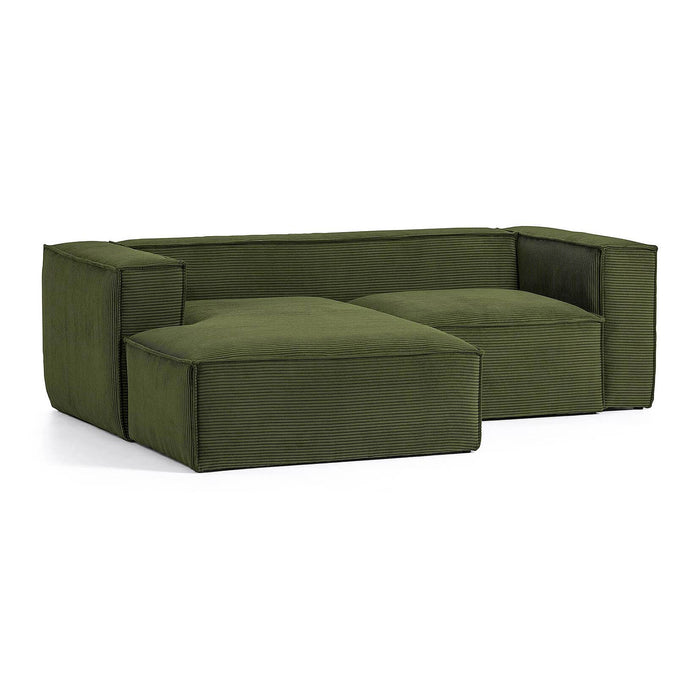 Kave Home Blok Chaise Longue Links - Donkergroen - Rib