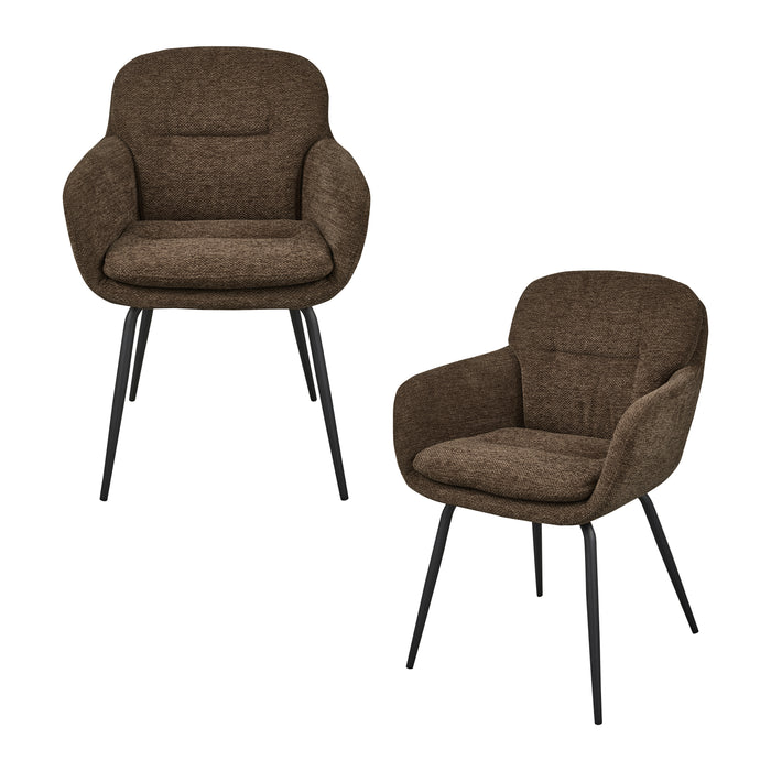 WOOOD Runa Eetkamerstoel - Chenille - Warm Bruin