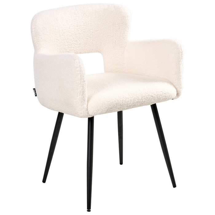 Beliani - SANILAC - Eetkamerstoel set van 2 - Wit - Bouclé