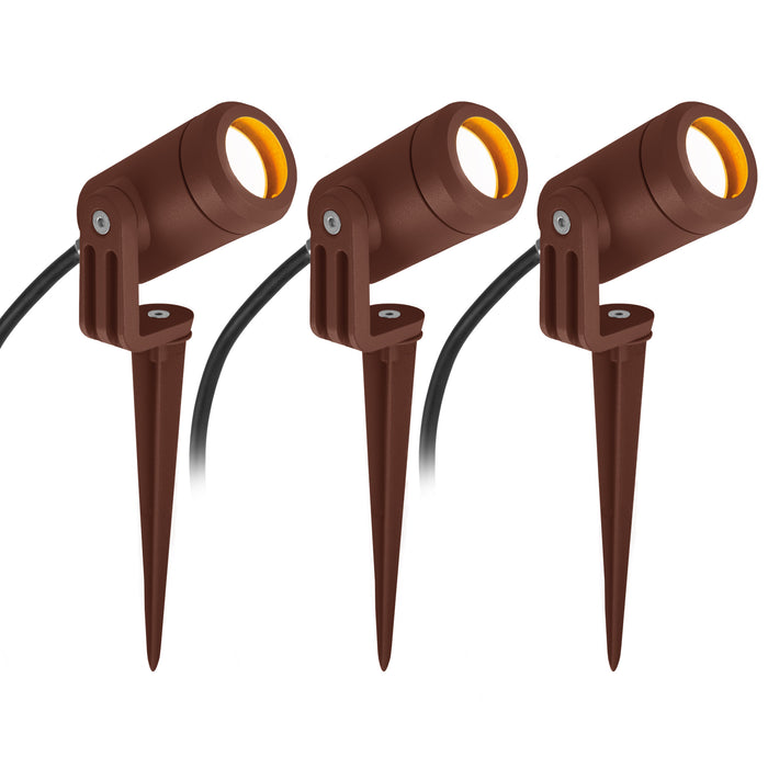 KS Verlichting 3x Mini LED Spike Tuinspot Corten
