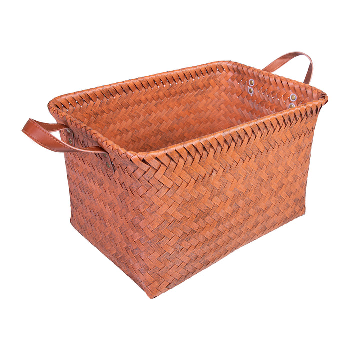 QUVIO Opbergmand gevlochten - Rechthoek - Rotan - 38x28x24 cm - Bruin