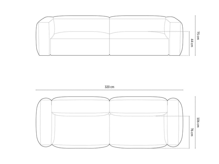 Micadoni 4-zitsbank Martina ribstof