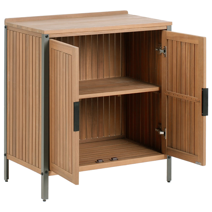 Beliani-IVREA-Buitenkeuken met spoelbak 3-delig-Bruin|Zwart-Acaciahout