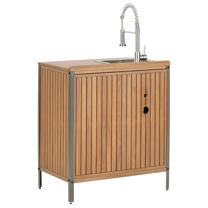 Beliani-IVREA-Buitenkeuken met spoelbak 3-delig-Bruin-Acaciahout