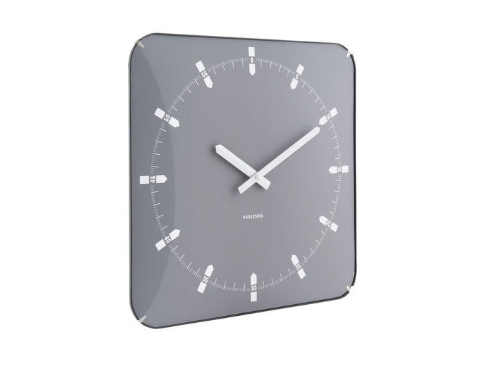 Karlsson - Wandklok Sucinto Dome Vierkant - Cool grey