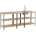 Beliani-IVREA-Buitenkeukeneiland met spoelbak 3-delig-Bruin-Acaciahout