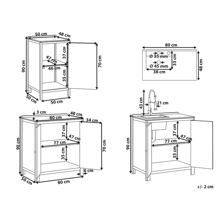 Beliani - VENOSA - Buitenkeuken kast set - Bruin|Zilver - Acaciahout