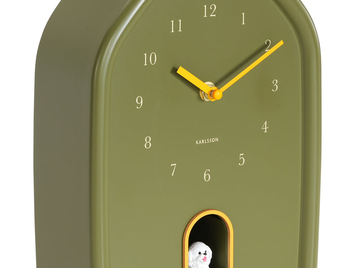 Karlsson - Wandklok Modern Doggy - Luxury green- Ø29,1cm