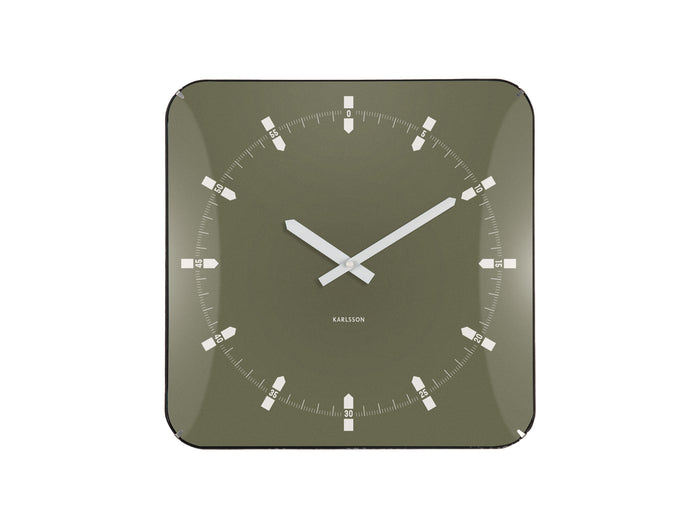 Karlsson - Wandklok Sucinto Dome Vierkant - Luxury green