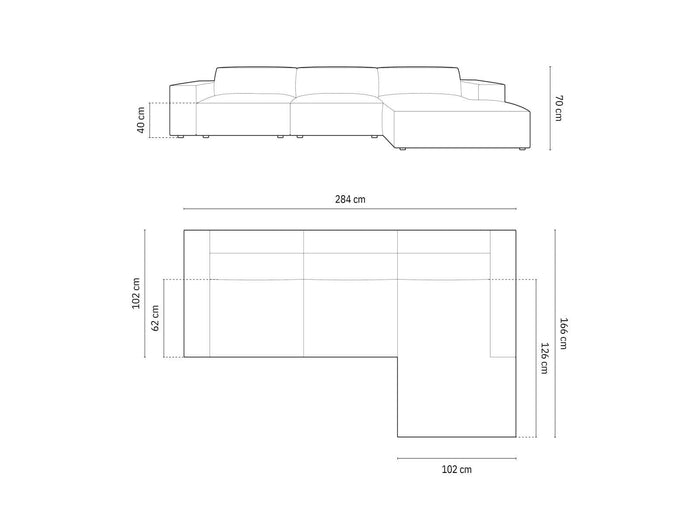 Micadoni 5-zits hoekbank Jodie velvet rechts
