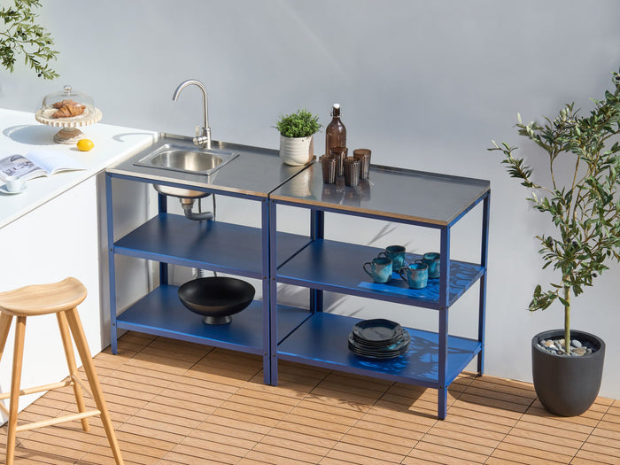 Beliani - VILAMA - Tuin kookeiland set - Blauw - 2-delig - RVS