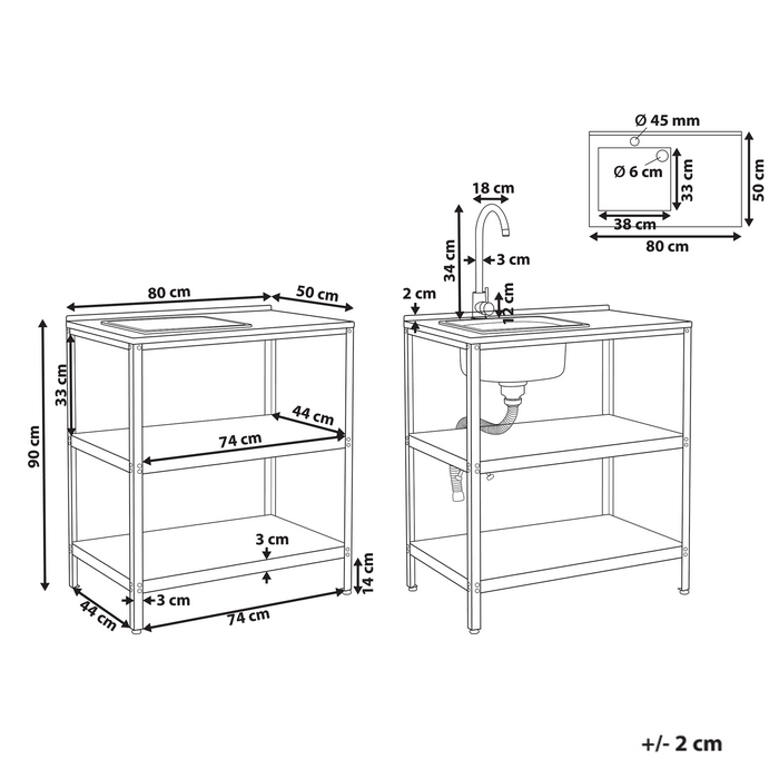 Beliani - VILAMA - Tuin kookeiland set - Blauw - 2-delig - RVS