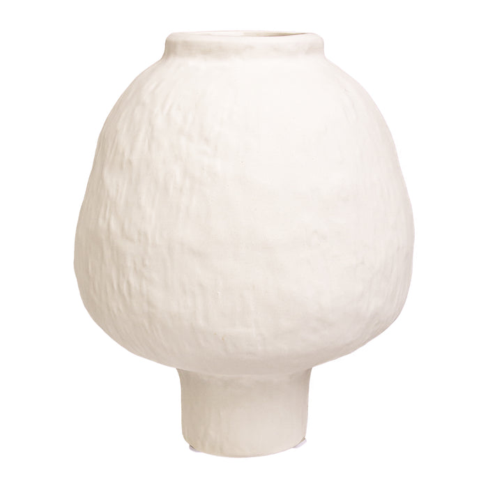 QUVIO Japandi vaas bolvormig keramiek - Gebroken wit - 21 cm