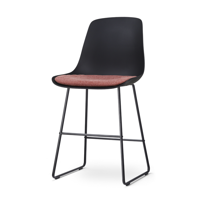 Nolon Nino-Liv Barkruk Zwart - Terracotta Kussen - Zwart Frame - 65cm