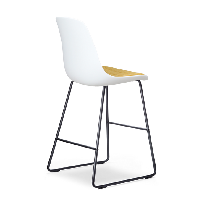 Nolon Nino-Liv Barkruk Wit - Okergeel Kussen - Zwart Frame - 65cm