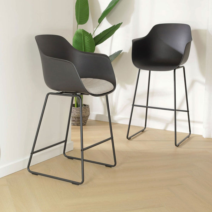 Nolon Nino-Puk Barkruk Zwart - Armleunining - Zwart Onderstel - 65 cm