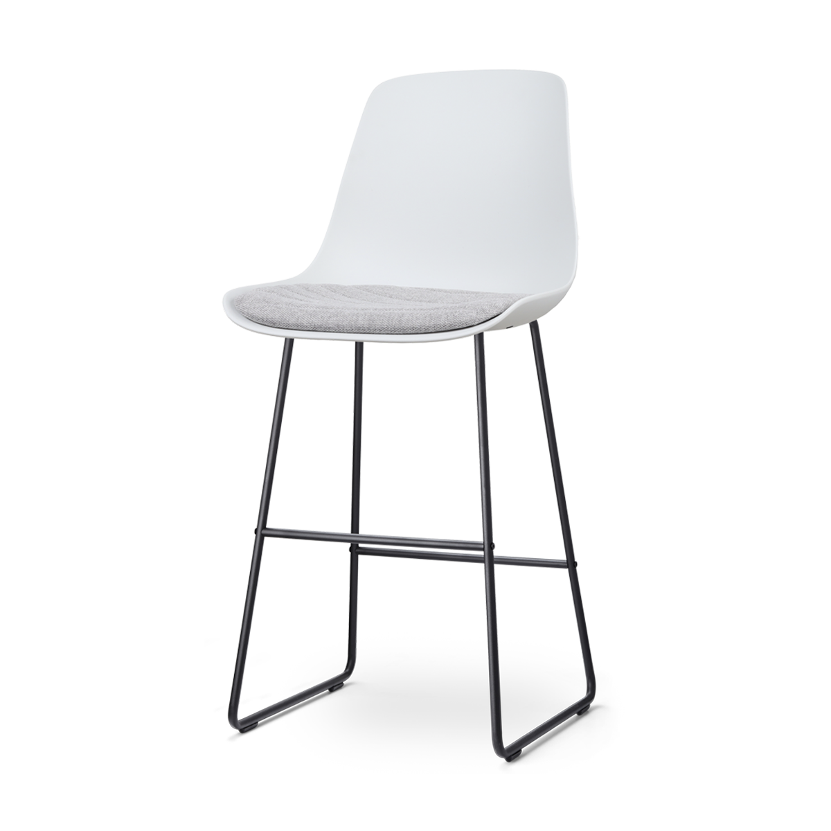 Nolon Nino-Liv Barkruk Wit - Lichtgrijs Kussen - Zwart Frame - 75 cm