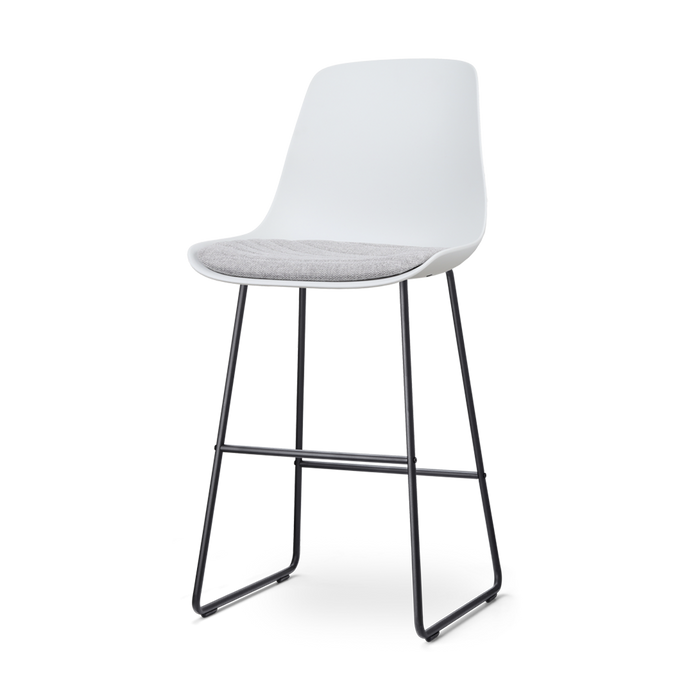 Nolon Nino-Liv Barkruk Wit - Lichtgrijs Kussen - Zwart Frame - 75 cm