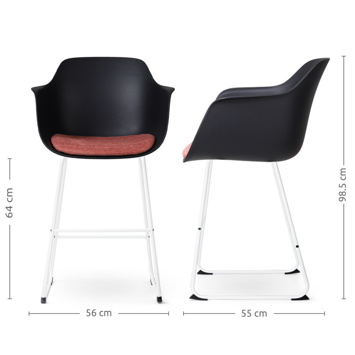 Nolon Nino-Liz Barkruk Zwart - Terracotta Kussen - Wit Frame - 65 cm