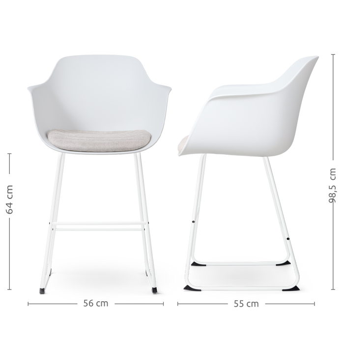 Nolon Nino-Liz Barkruk Wit - Lichtgrijs Kussen - Wit - 65 cm