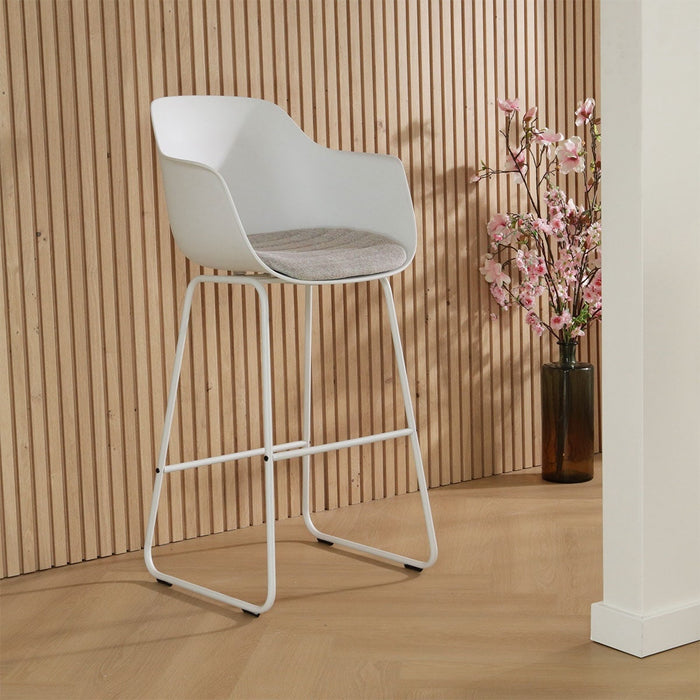 Nolon Nino-Liz Barkruk Wit - Lichtgrijs Kussen - Wit - 65 cm