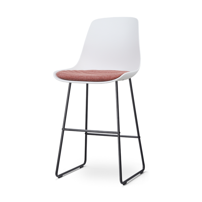 Nolon Nino-Liv Barkruk Wit - Terracotta Kussen - Zwart Frame - 75 cm