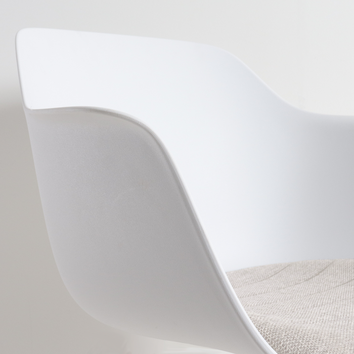 Nolon Nino-Liz Barkruk Wit - Beige Kussen - Zwart Onderstel - 65 cm