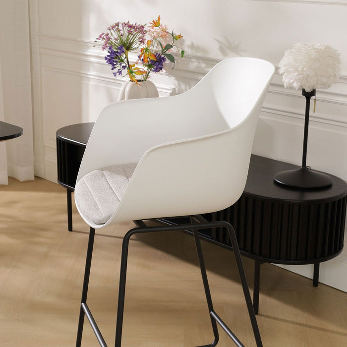 Nolon Nino-Liz Barkruk Wit - Beige Kussen - Zwart Onderstel - 65 cm