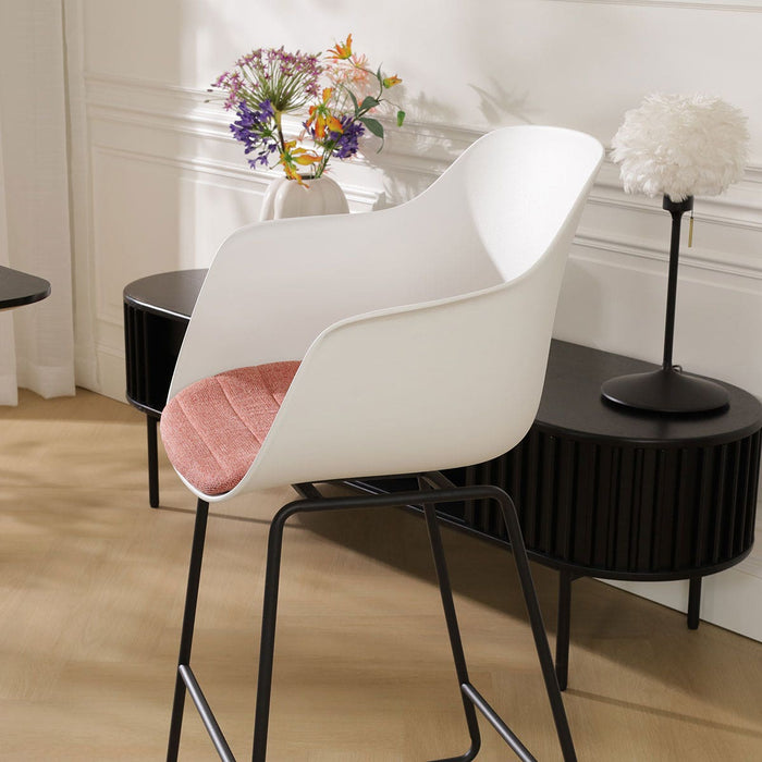 Nolon Nino-Liz Barkruk Wit - Terracotta Kussen - Zwart Frame - 75 cm