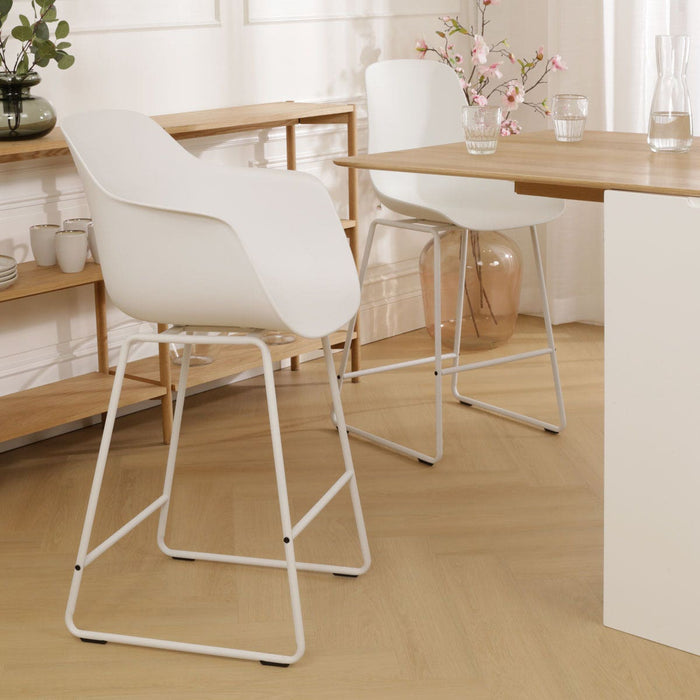 Nolon Nino-Puk Barkruk Wit - Armleunining - Wit Onderstel - 65 cm