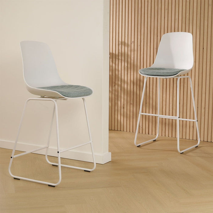 Nolon Nino-Liv Barkruk Wit - Zacht Groen Kussen - Wit Frame - 65 cm