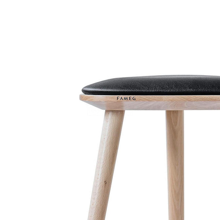 Fameg Finn Houten Krukje met Zwarte Zitting - Whitewash