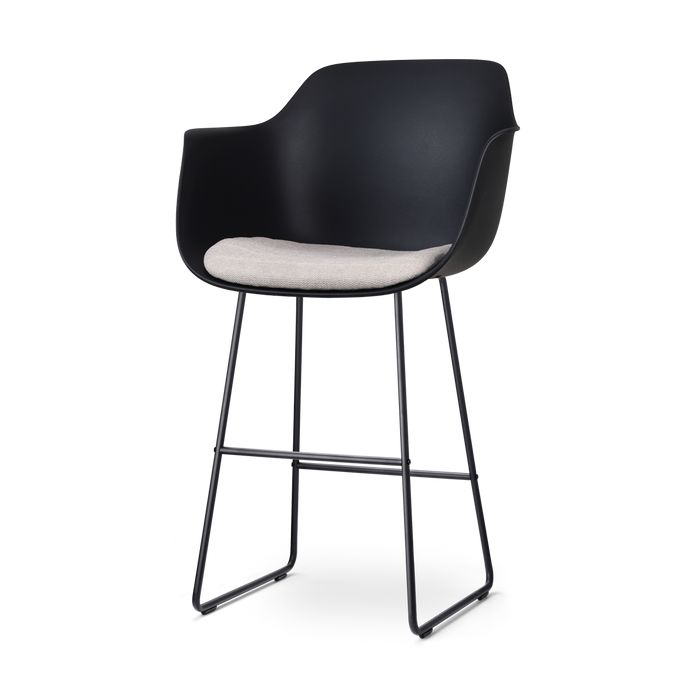 Nolon Nino-Liz Barkruk Zwart - Beige Kussen - Zwart Frame - 75 cm