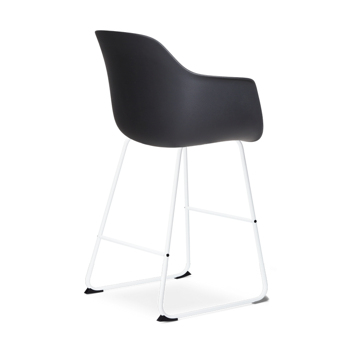 Nolon Nino-Liz Barkruk Zwart - Lichtgrijs Kussen - Wit Frame - 65 cm