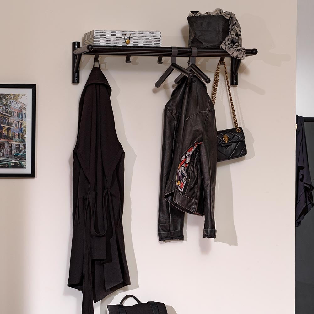 Rowico Home Milford eikenhouten kapstok zwart - met hoedenplank  - 80