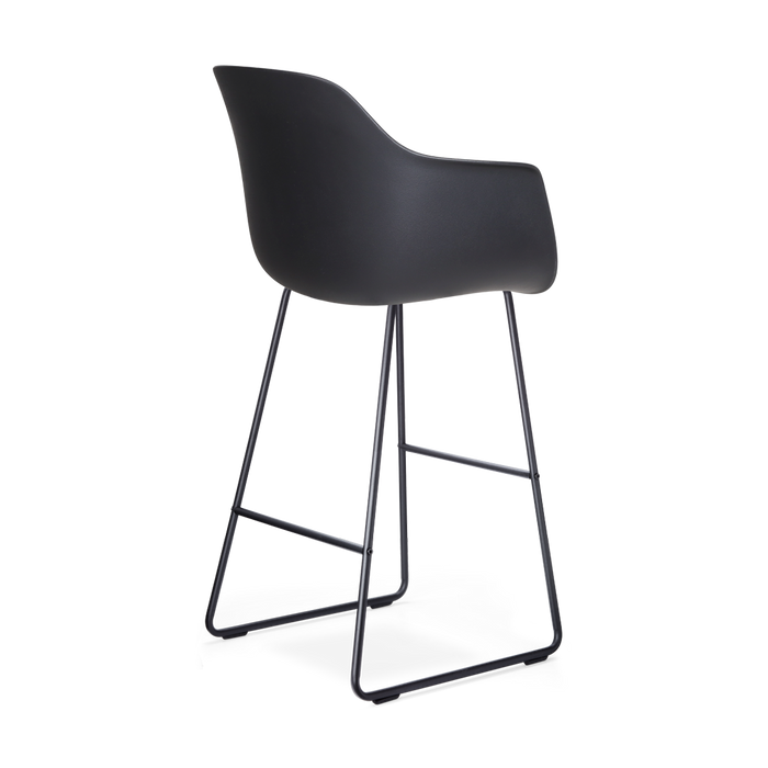 Nolon Nino-Liz Barkruk Zwart - Okergeel Kussen - Zwart Frame - 75 cm