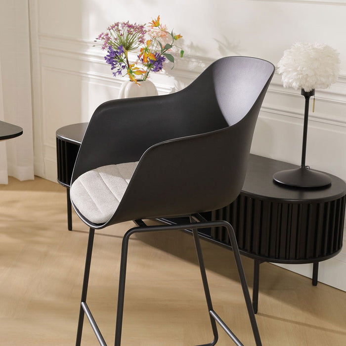 Nolon Nino-Liz Barkruk Zwart - Beige Kussen - Zwart Frame - 75 cm