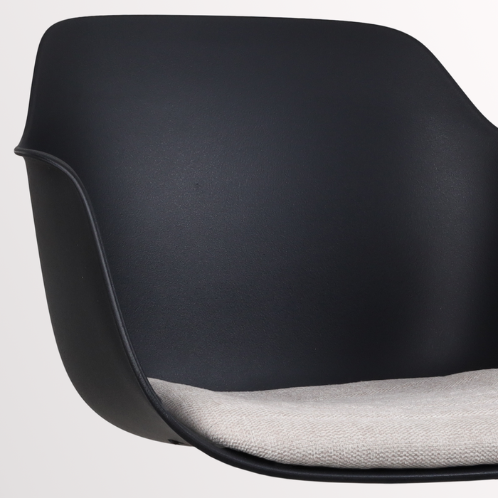 Nolon Nino-Liz Barkruk Zwart - Beige Kussen - Zwart Frame - 75 cm