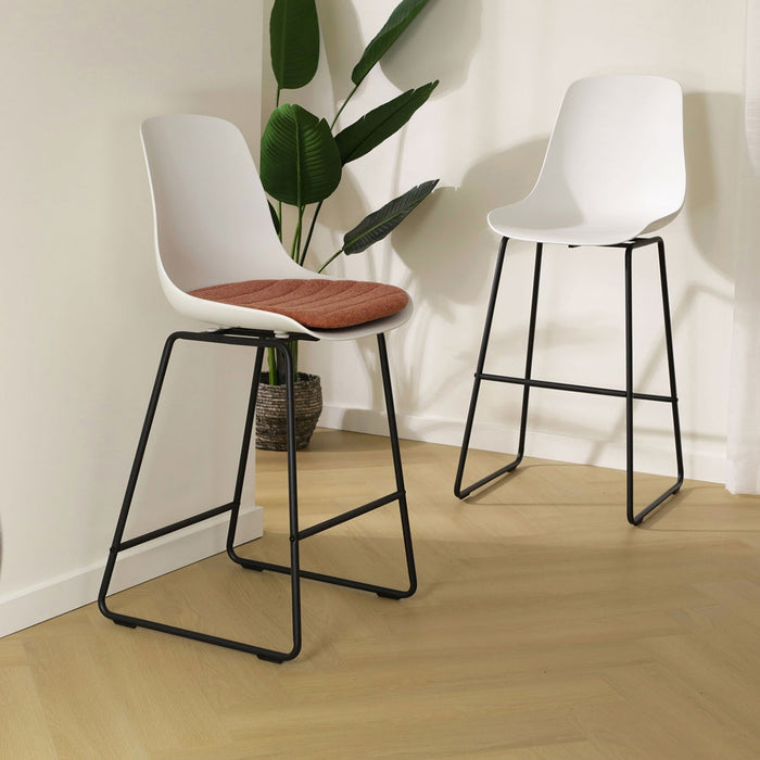 Nolon Nino-Liv Barkruk Wit - Terracotta Kussen - Zwart Frame - 75 cm