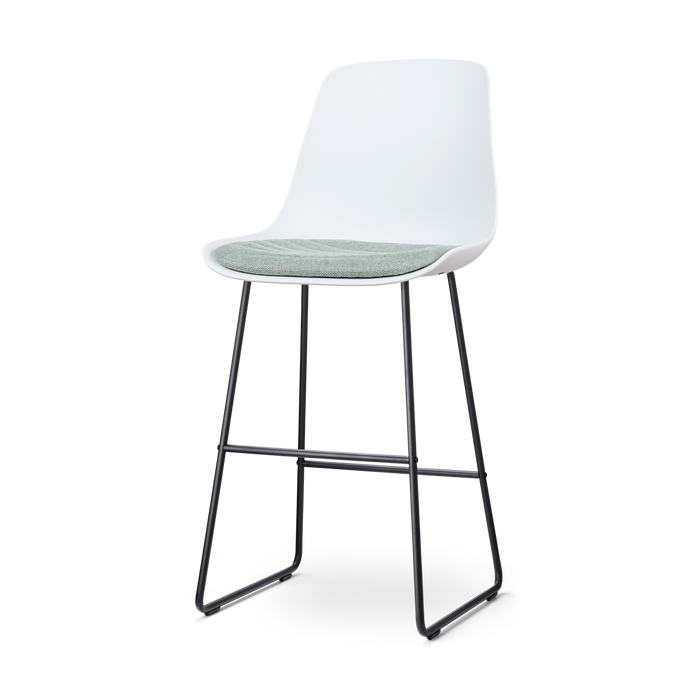 Nolon Nino-Liv Barkruk Wit - Zacht Groen Kussen - Zwart Frame - 75 cm