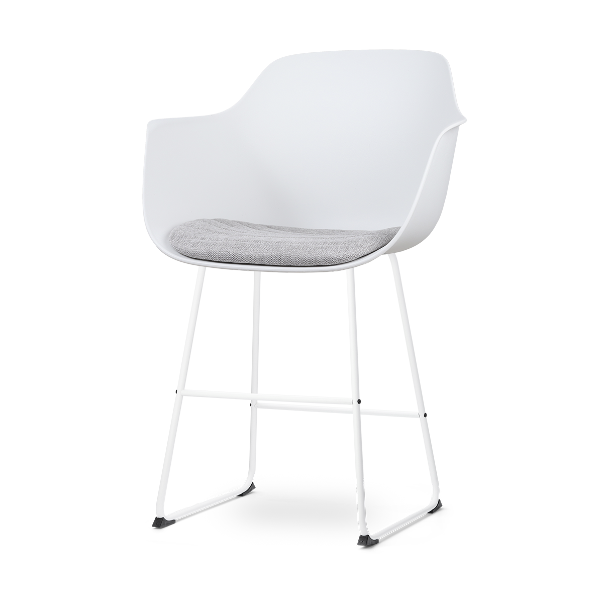 Nolon Nino-Liz Barkruk Wit - Lichtgrijs Kussen - Wit Frame - 65 cm