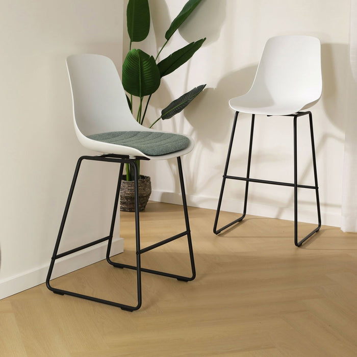 Nolon Nino-Liv Barkruk Wit - Zacht Groen Kussen - Zwart Frame - 75 cm