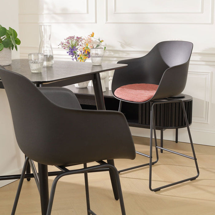 Nolon Nino-Liz Barkruk Zwart - Terracotta Kussen - Zwart Frame - 75 cm